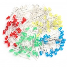 100 Stück 3mm Led Leuchtdioden Komponenten Kit Sortiert Diy Leds Mix Farbe, Fünf Farben Weiß, Rot