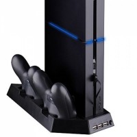 4 In 1 Vertikales Stativ Mit Zusätzlich 3 Usb-Ports & Kühler Lüfter & Controller Ladegerät Für Ps4(Schwarz)