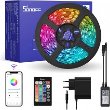 SONOFF LED RGB Smart dimmbare LED-Lichtleiste L1 Lite 5M, Wi-Fi-Lichtleiste mit Fernbedienung über App und Fernbedienung Funktioniert mit Amazon Alexa google assistant