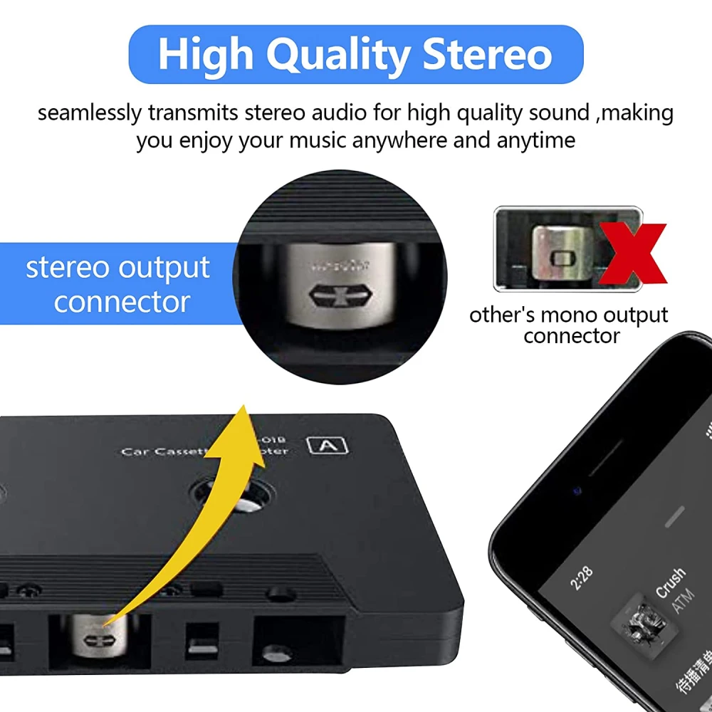 Adaptador de casete bluetooth para coche en caja de presentación