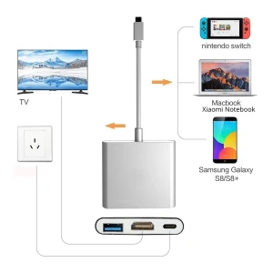 satkit USB-C auf HDMI 4K Adapter für Nintendo Switch und USB 3.1 Typ-C Hub