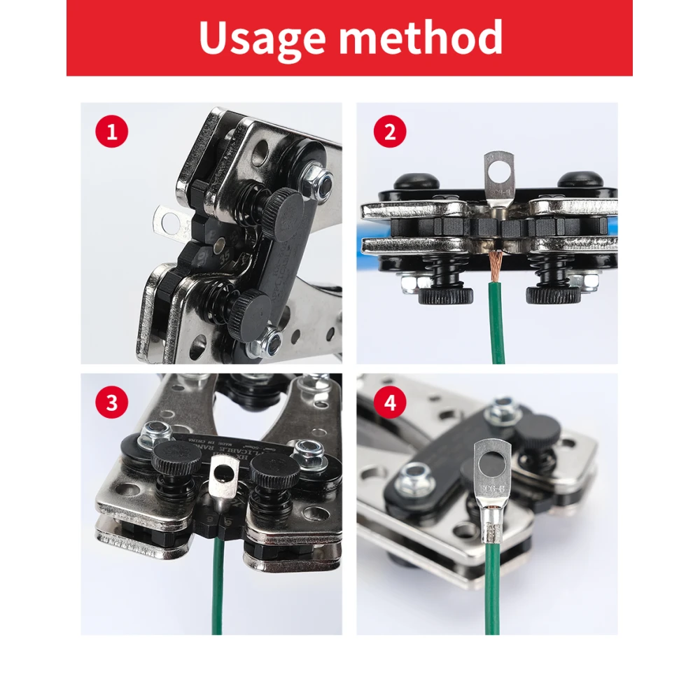 Crimpzange 6-50mm² mit rutschfesten Griffen und verstellbarer Drehung