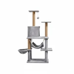 Kratzbaum für Katzen 125 cm mit Hängematte, Höhle und Sisalstämmen