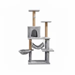 Kratzbaum für Katzen 125 cm mit Hängematte, Höhle und Sisalstämmen