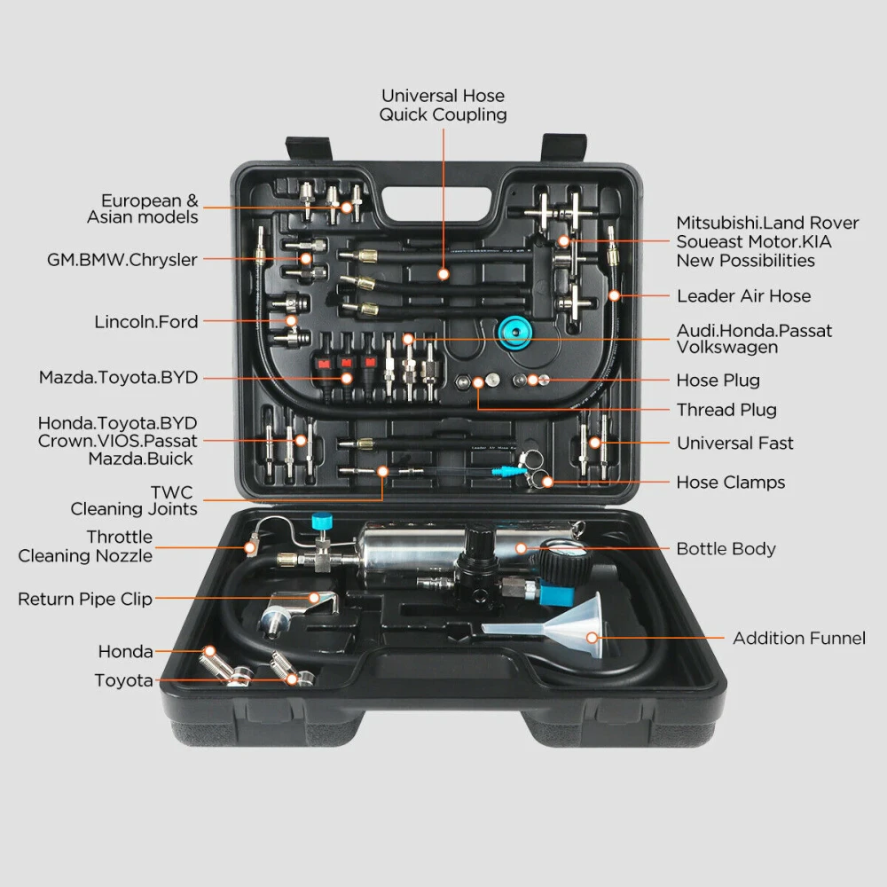 AUTOOL C100 Benzin-Einspritzdüsenreiniger mit Adaptern