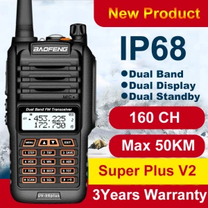 Baofeng UV9R Plus Funkgerät mit 160 Kanälen VHF/UHF