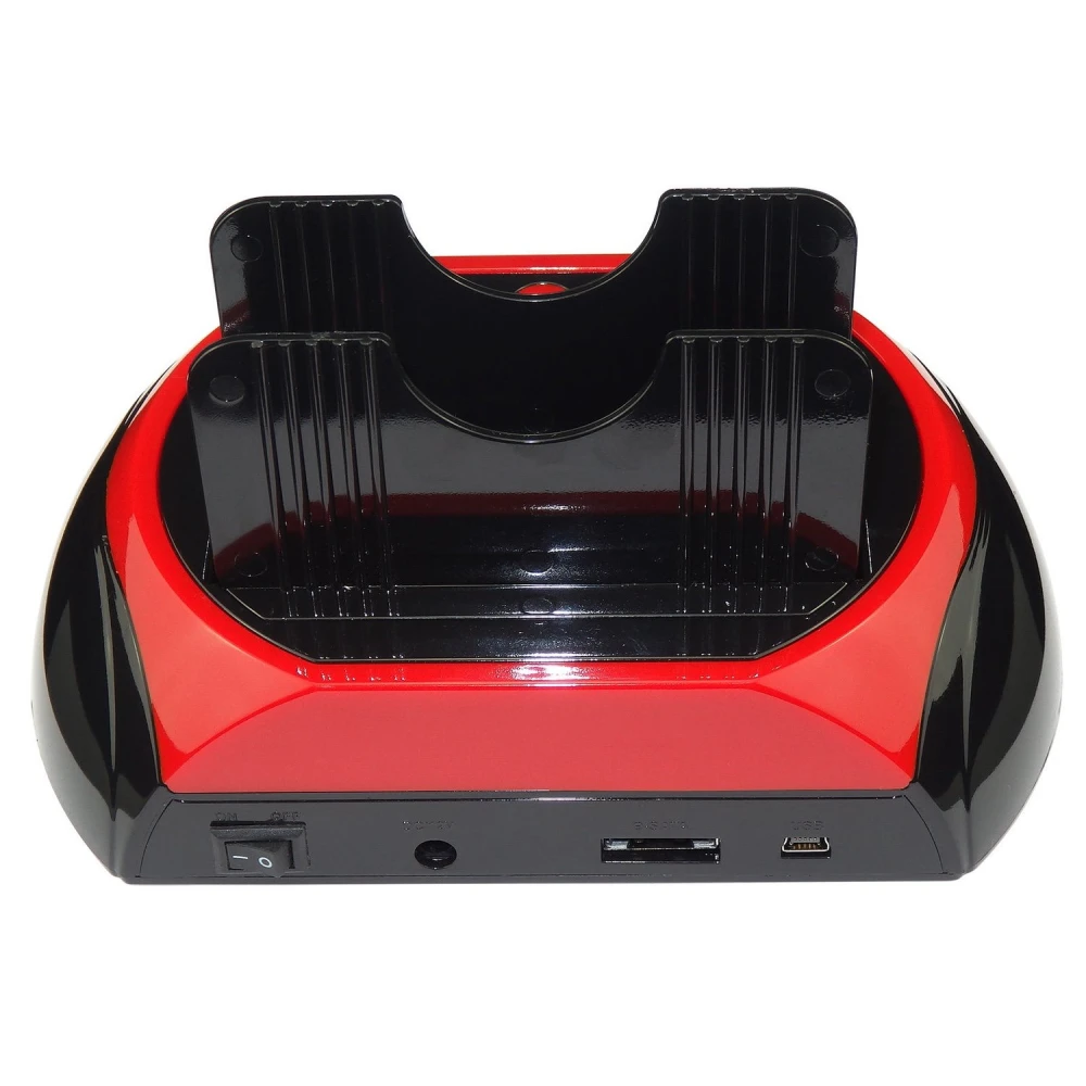 Base Dock doble para discos duros con botón de clonación y lector de tarjetas