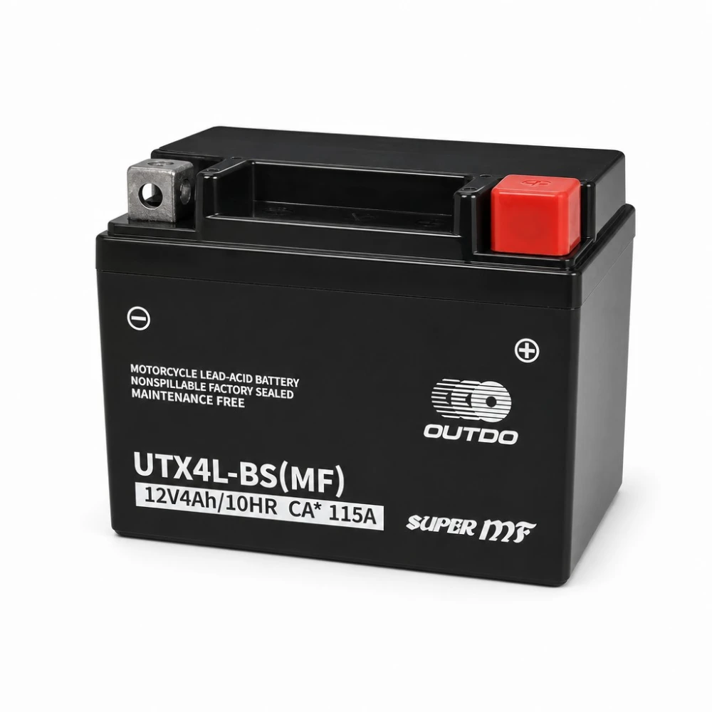 Motorradbatterie AGM 12V 4Ah OUTDO UTX4L-BS(MF) - Kompatibel Yuasa YTX4L-BS / GTX4L-BS / ETX4L-BS