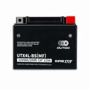 Motorradbatterie AGM 12V 4Ah OUTDO UTX4L-BS(MF) - Kompatibel Yuasa YTX4L-BS / GTX4L-BS / ETX4L-BS