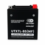 Motorradbatterie AGM 12V 7Ah OUTDO UTX7L-BS(MF) - Kompatibel Yuasa YTX7L-BS / GTX7L-BS / ETX7L-BS