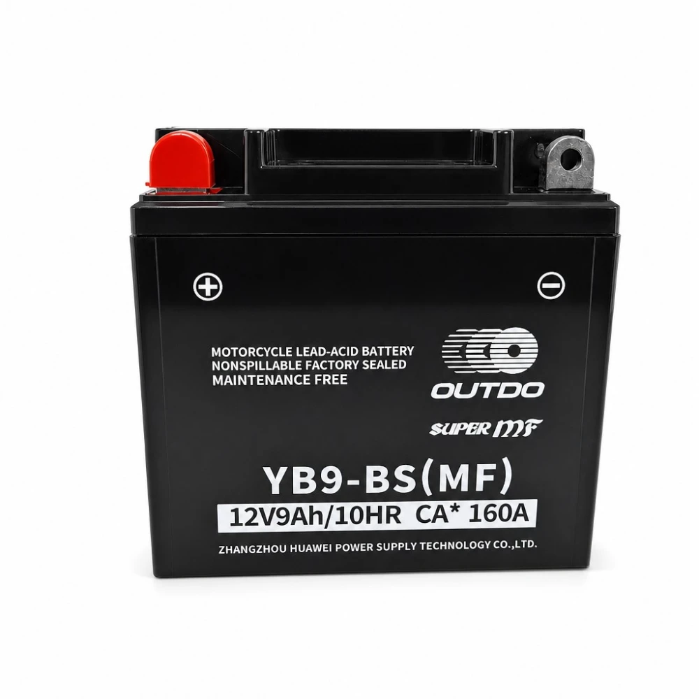 Motorradbatterie AGM 12V 9Ah OUTDO YB9-BS(MF) - Kompatibel Yuasa YB9-B / GS GM9Z-3B-1 / GS YB9-B / 12N9-4B-1 (flooded)