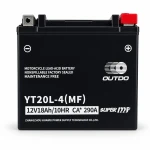 Motorradbatterie AGM 12V 18Ah OUTDO YT20L-4(MF) - Kompatibel Yuasa YTX20L-BS / GTX20L-BS / ETX20L-BS / Y50-N18L-A
