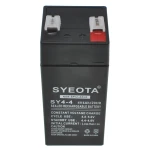 Batería plomo SY4-4 recargable 4V4Ah en detalle mostrando dimensiones