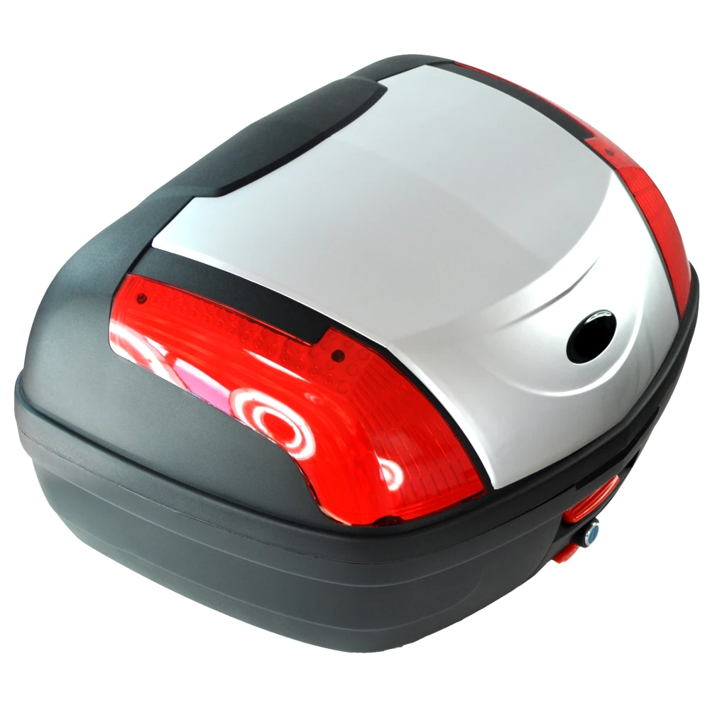 Motorradkoffer 46 Liter universal silber - XXL Topcase mit Schloss