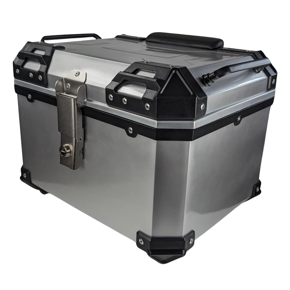 Universales Motorrad-Topcase 45L silber - quadratischer Helmkoffer für 1 Helm