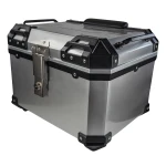 Universales Motorrad-Topcase 45L silber - quadratischer Helmkoffer für 1 Helm