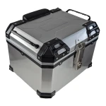 Universales Motorrad-Topcase 45L silber - quadratischer Helmkoffer für 1 Helm