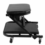 Camilla mecánico silla plegable acolchada con ruedas mostrando diseño plegable y ruedas giratorias