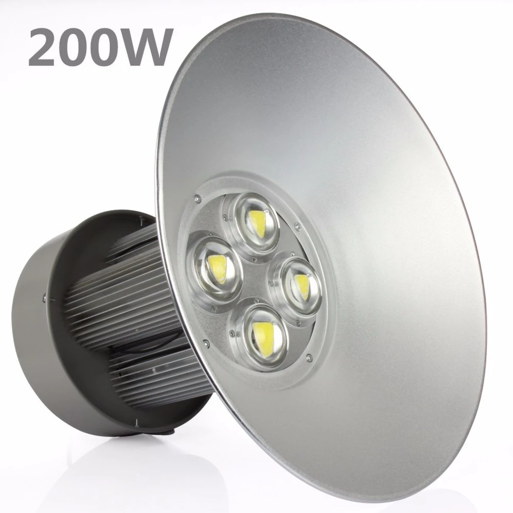 Campana Industrial Led 200w 6000k Luz Brillante PF 0,95 Potencia Real High Bay en detalle lateral