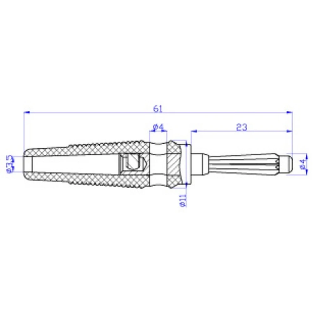 Vista frontal del conector banana 4mm blanco BP4526 Satkit