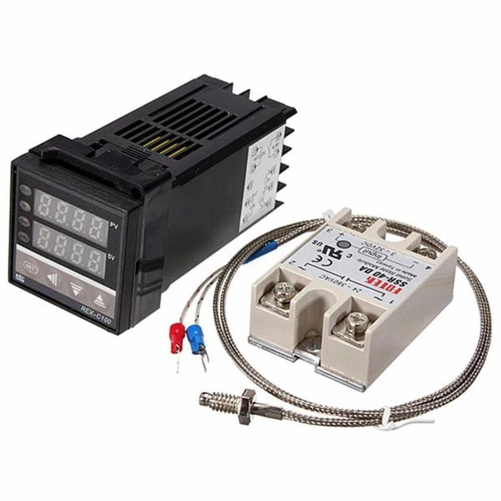 Digitale Temperaturregelung Rex C100 mit SSR 40A und K-Sonde