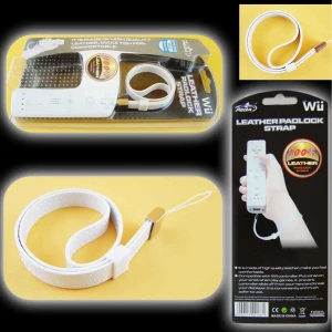 Weiße Leder-Handschlaufe für Wii Remote - offizielles satkit Zubehör
