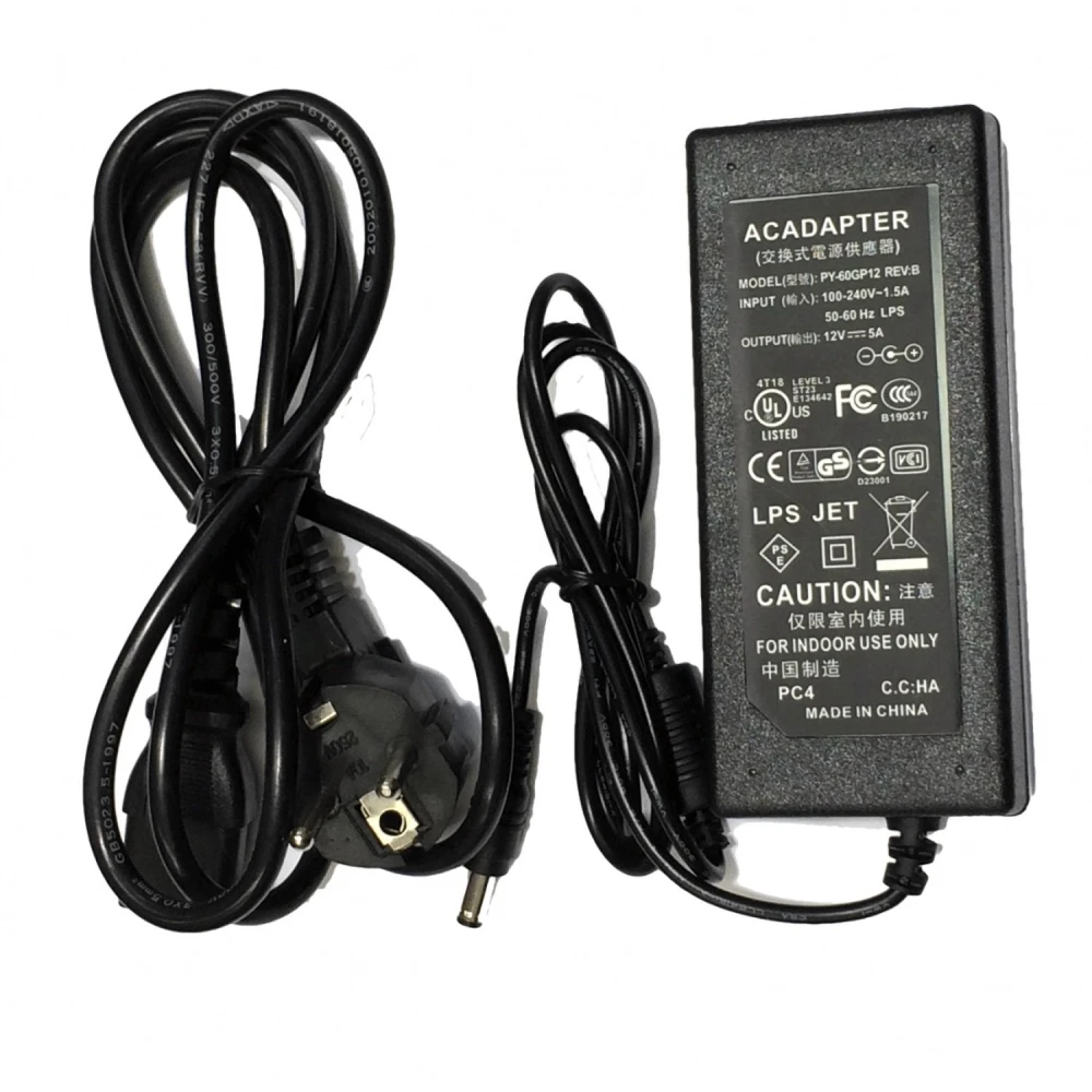 12V 5A Netzteil 5,5mm Stecker für LED-Streifen und LCD-Monitore
