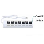 USB 2.0 Hub mit 7 Ports und europäischem Netzteil, weiß