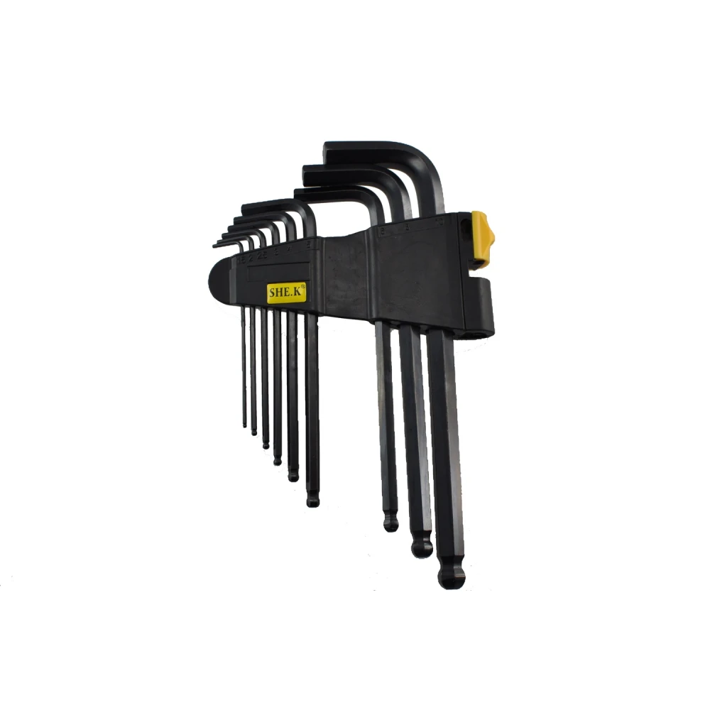 Herramientas allen largas con bola 9 piezas de acero cromo-vanadio para taller mecánico