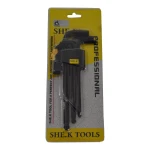 Set de 9 llaves allen largas con bola para reparación y bricolaje