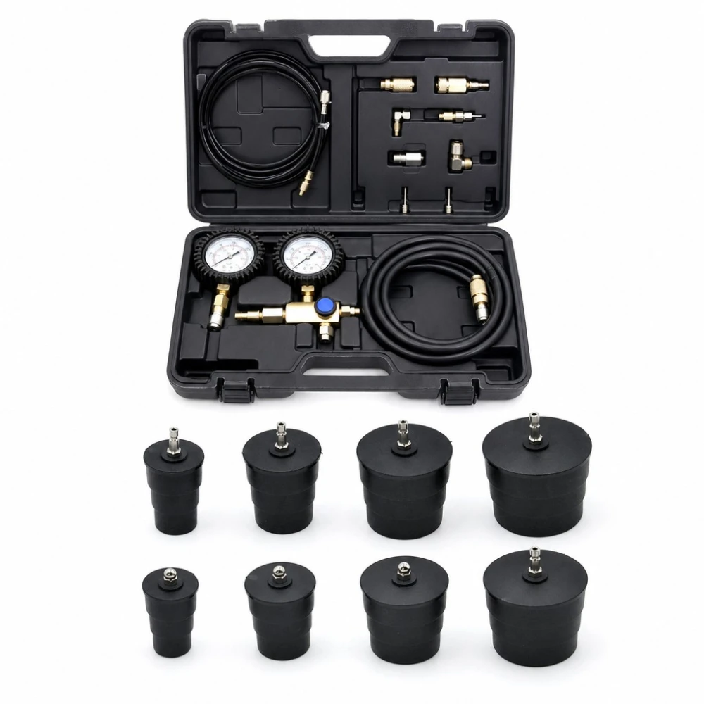 Turbolader-Leckprüfer-Set 9-teilig mit Manometer Turbo-Drucktest