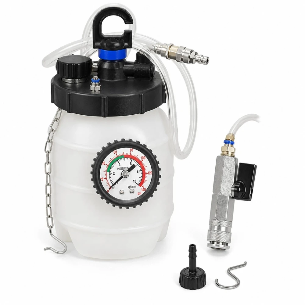 Pneumatisches Bremsen- und Kupplungsentlüftungsset 5L mit Manometer und Adaptern