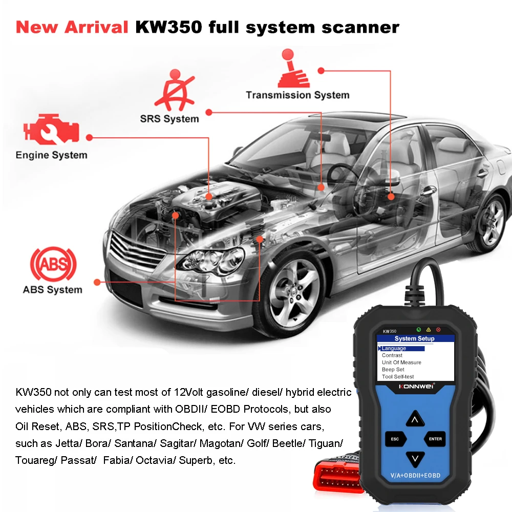 Konnwei KW350 Diagnosegerät für das komplette System für VW Audi Seat Skoda