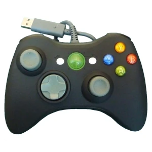 Schwarzer kompatibler Xbox 360 Controller mit Kabel für maximalen Komfort und Kontrolle