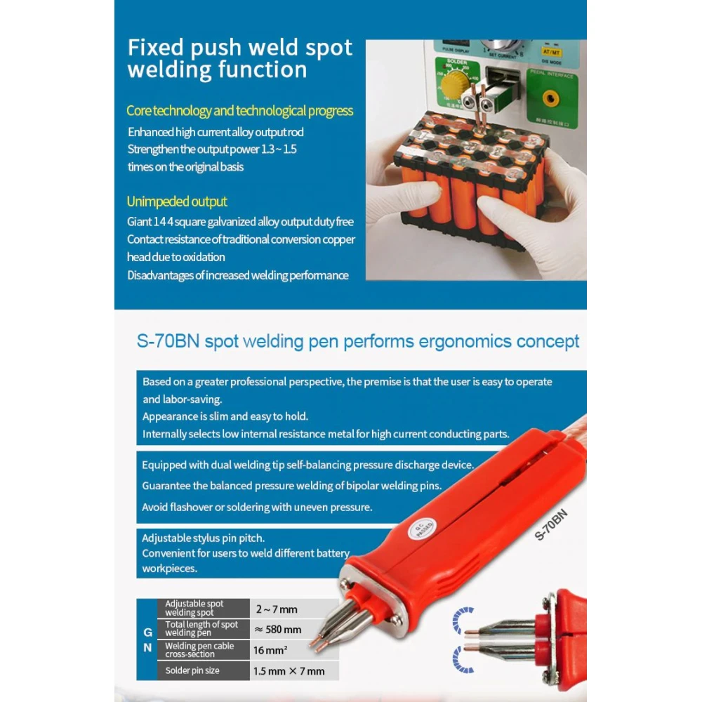 Sunkko 709AD+ 220V Punktschweißgerät mit Lötkolben für 18650 Lithium-Akku