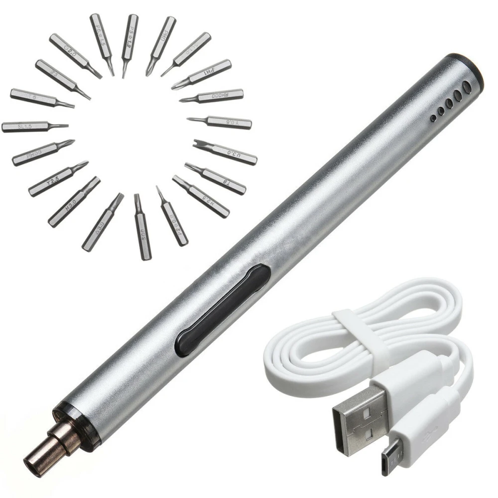 Mini-Elektroschraubendreher kabellos USB wiederaufladbar 3 LED Multifunktion 22in1 Set