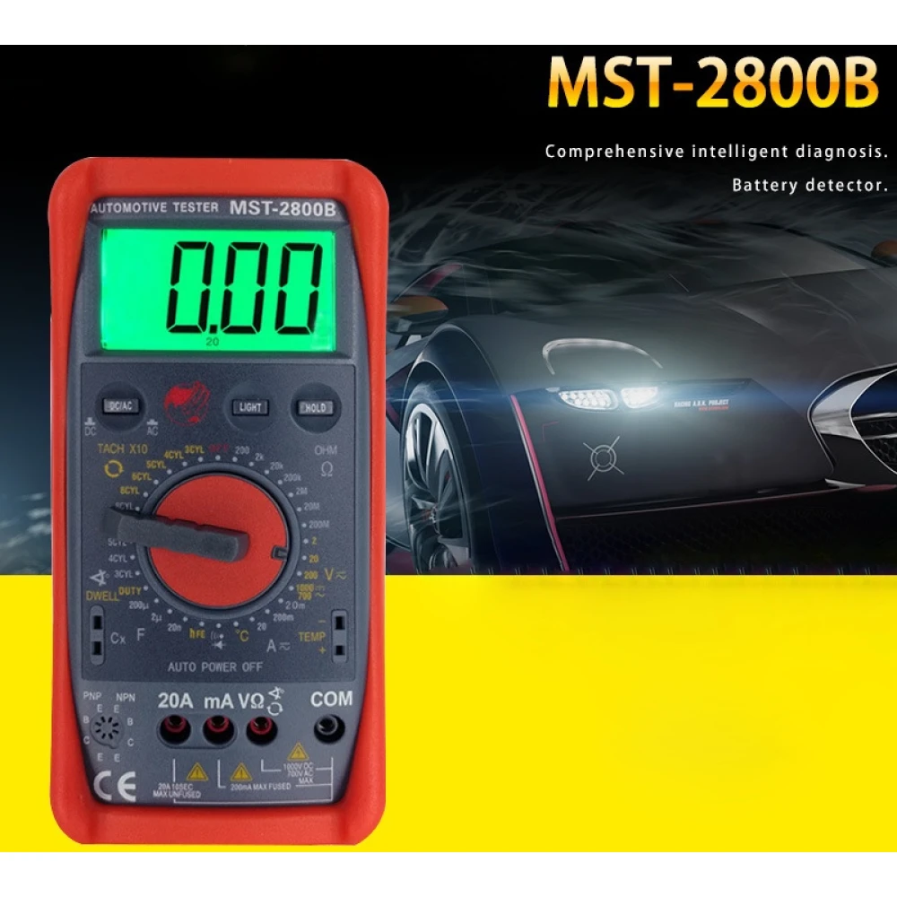 MST-2800B Digitalmultimeter mit großem LCD-Display für Kfz