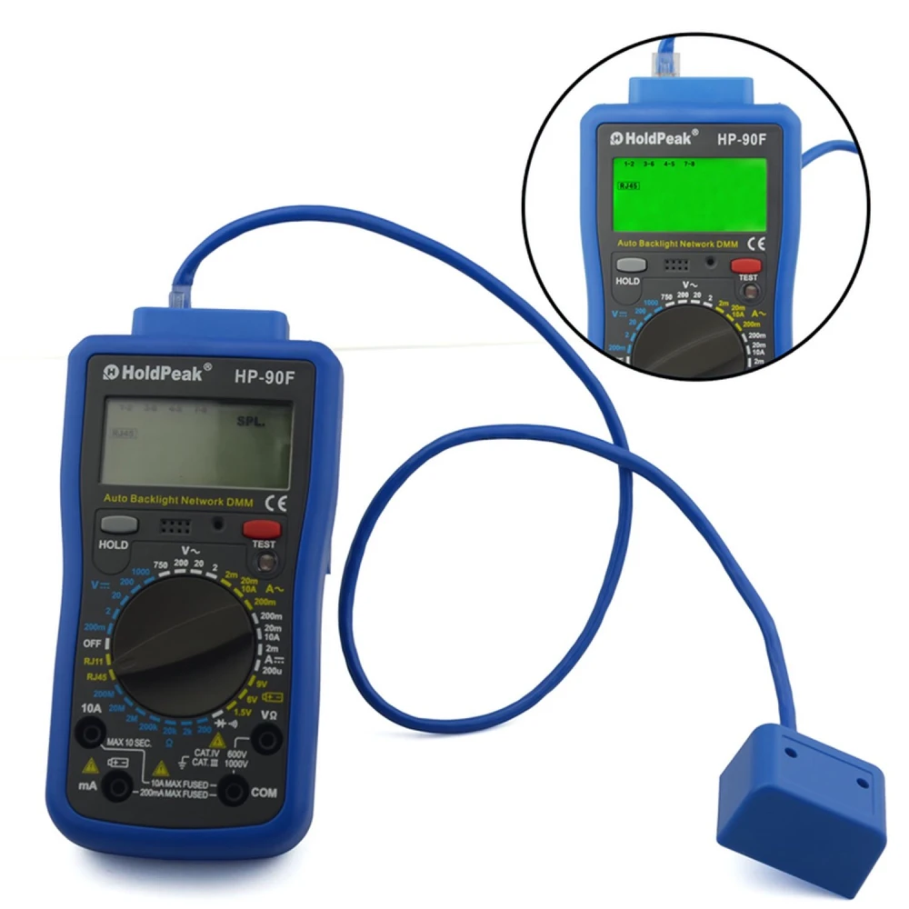 Digitalmultimeter HoldPeak HP-90F mit RJ11- und RJ45-Test