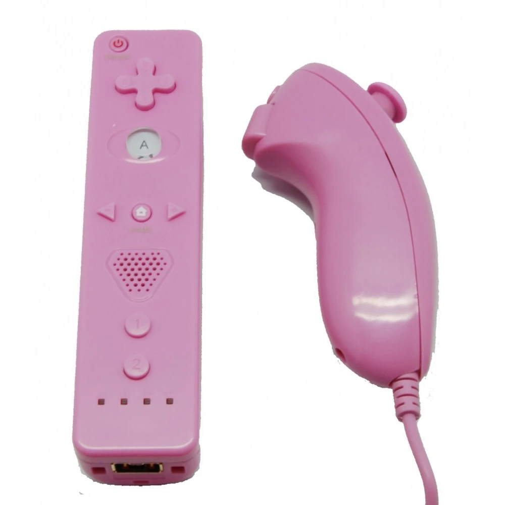 Wii Remote Set mit integriertem Wii Motion Plus und rosa Nunchuck kompatibel mit Wii
