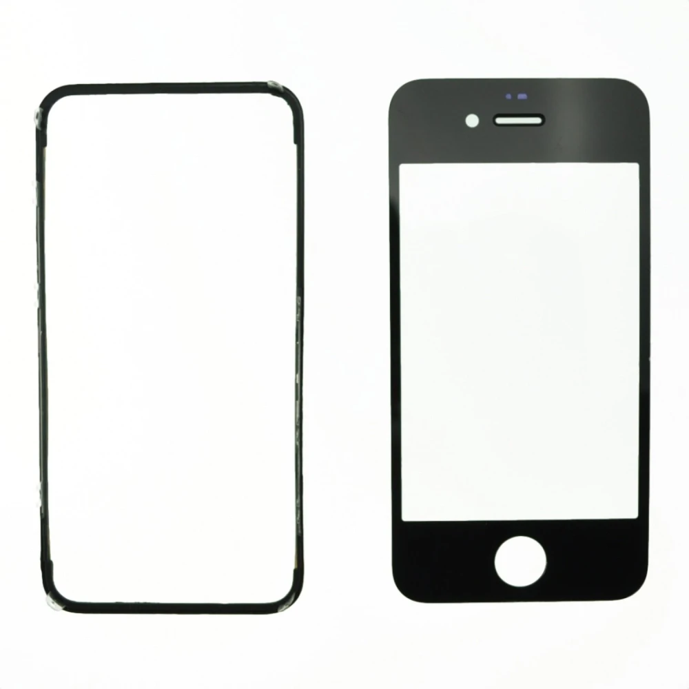 iPhone 4 Glasdisplay Schwarz mit Kleberahmen zur Reparatur