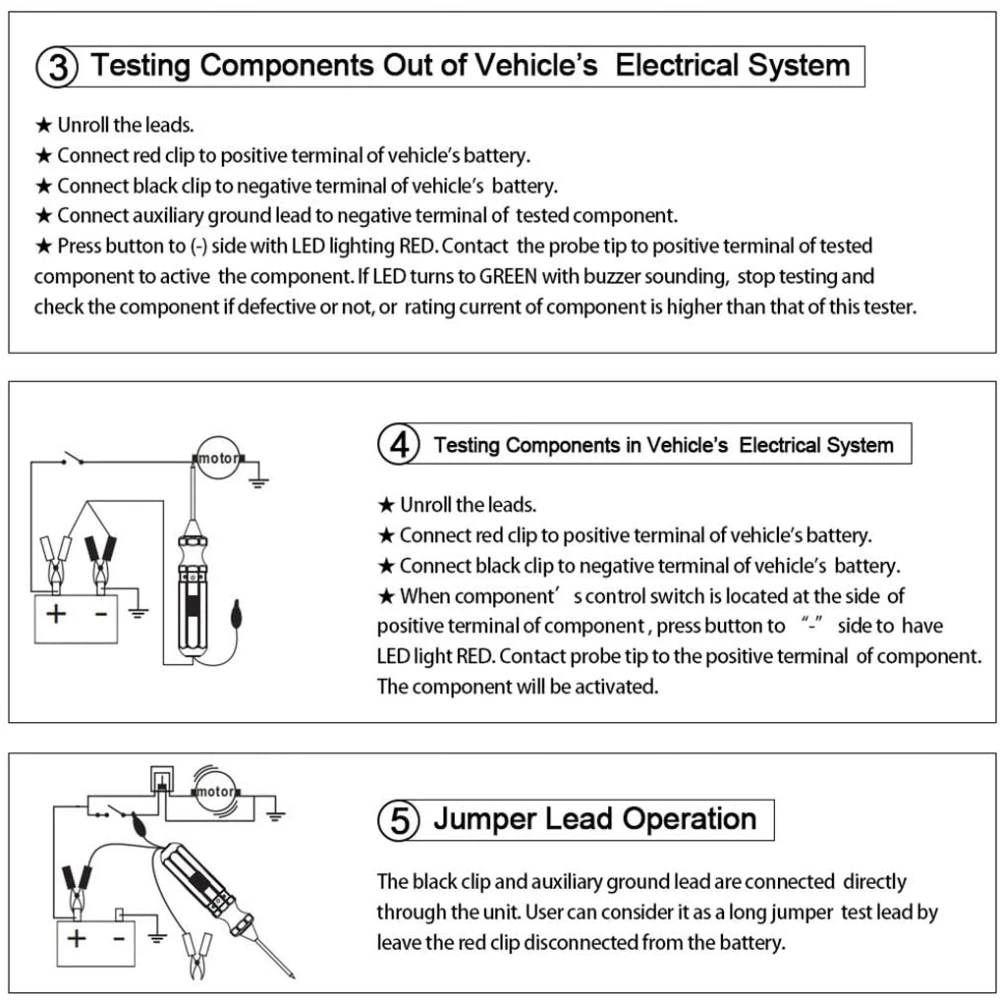 DY18 Auto-Stromprüfer 12V und 24V für die elektrische Diagnose