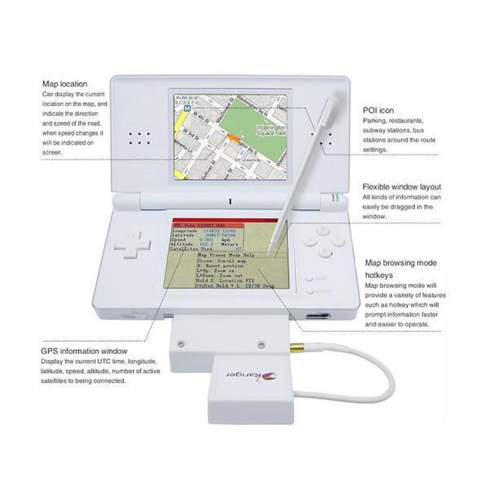 Ranger NDS GPS System für Nintendo DS Lite - innovative GPS-Navigation