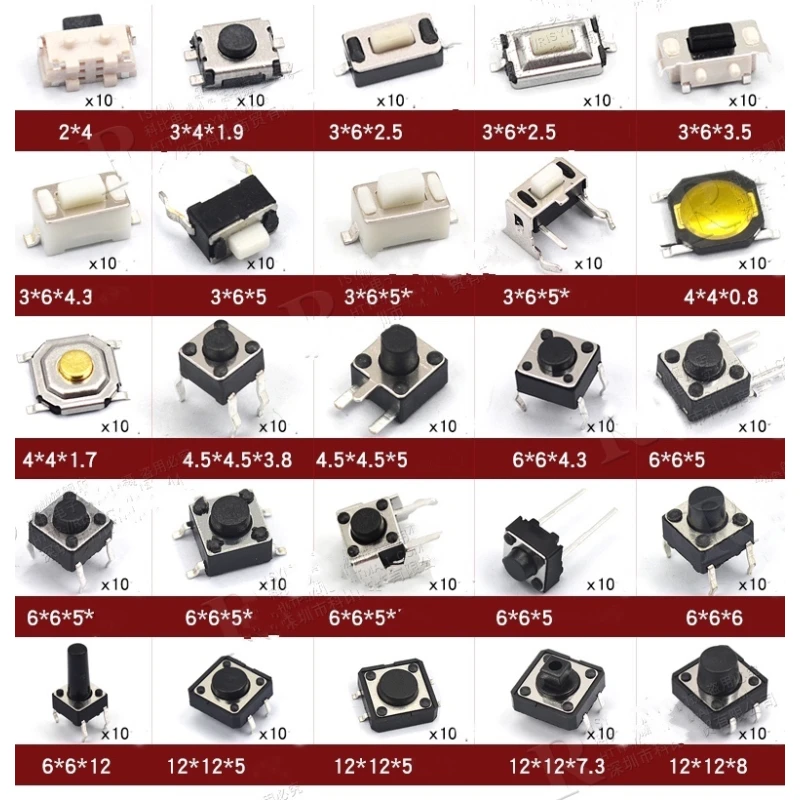 Taster-Set 250 Stück mit 25 Varianten satkit