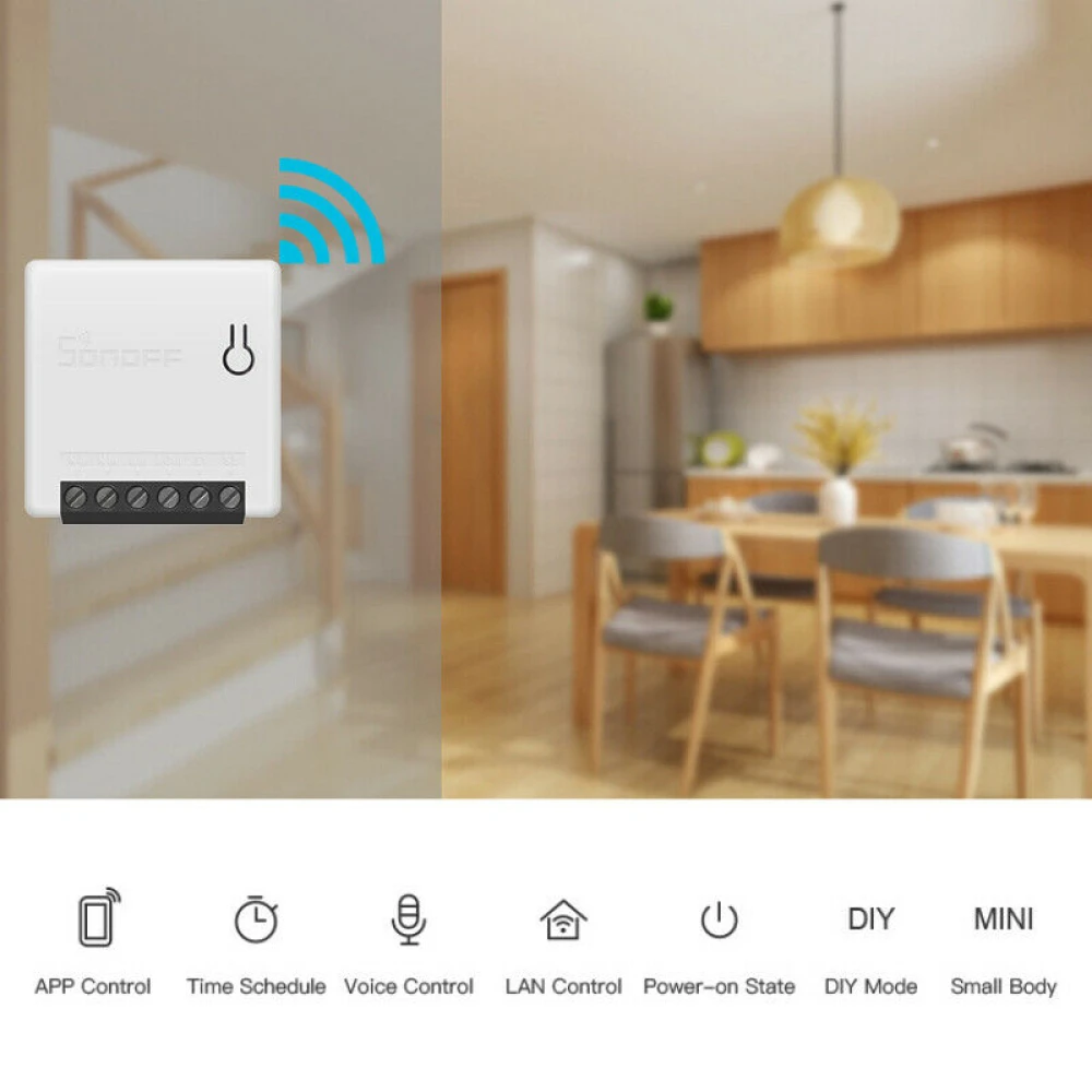 Sonoff Mini Wifi Smart Switch con control por voz Alexa y Google Home