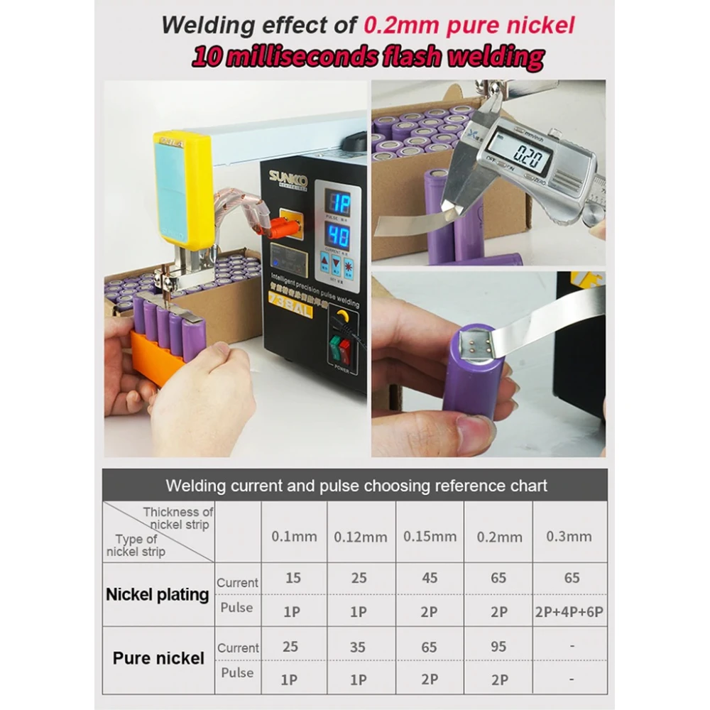 Uso de la SUNKKO 738AL en construcción de baterías Li-ion