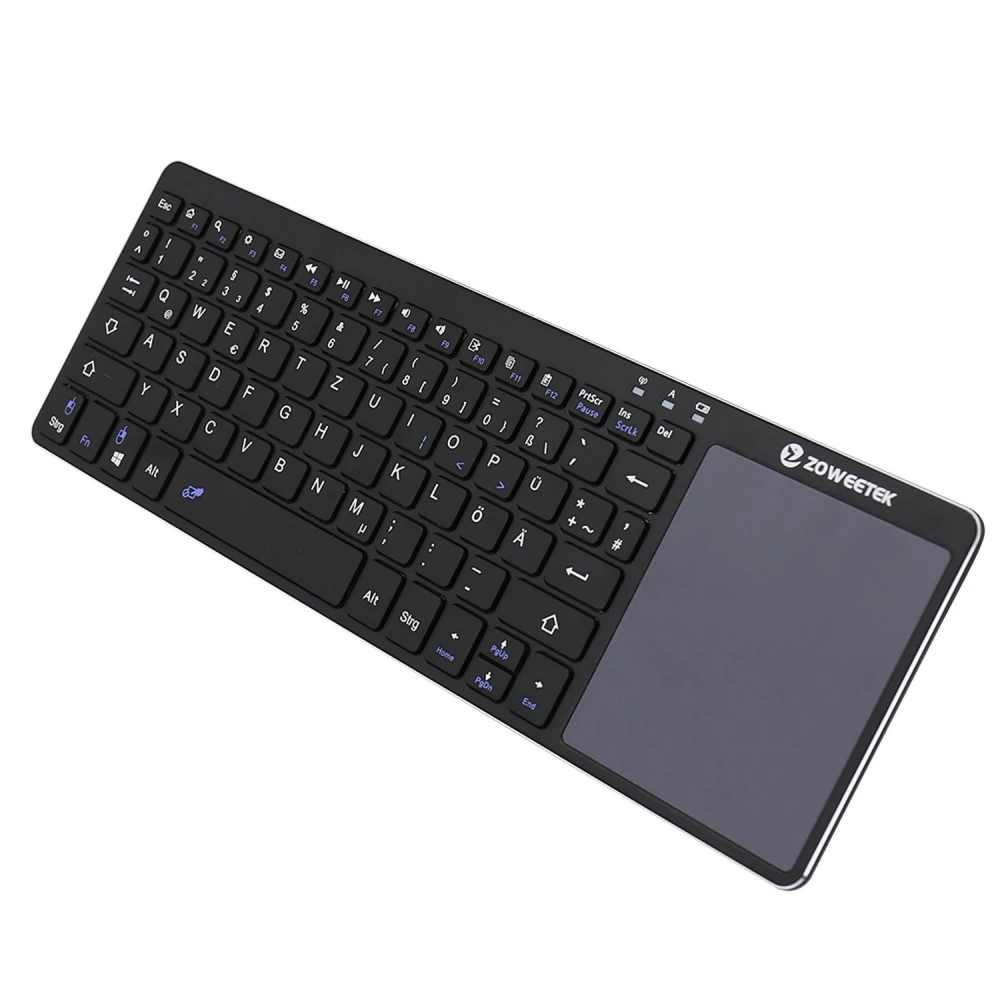 Kabellose 2.4GHz Tastatur mit Touchpad für Smart TV und PC, ultraflach und mobil