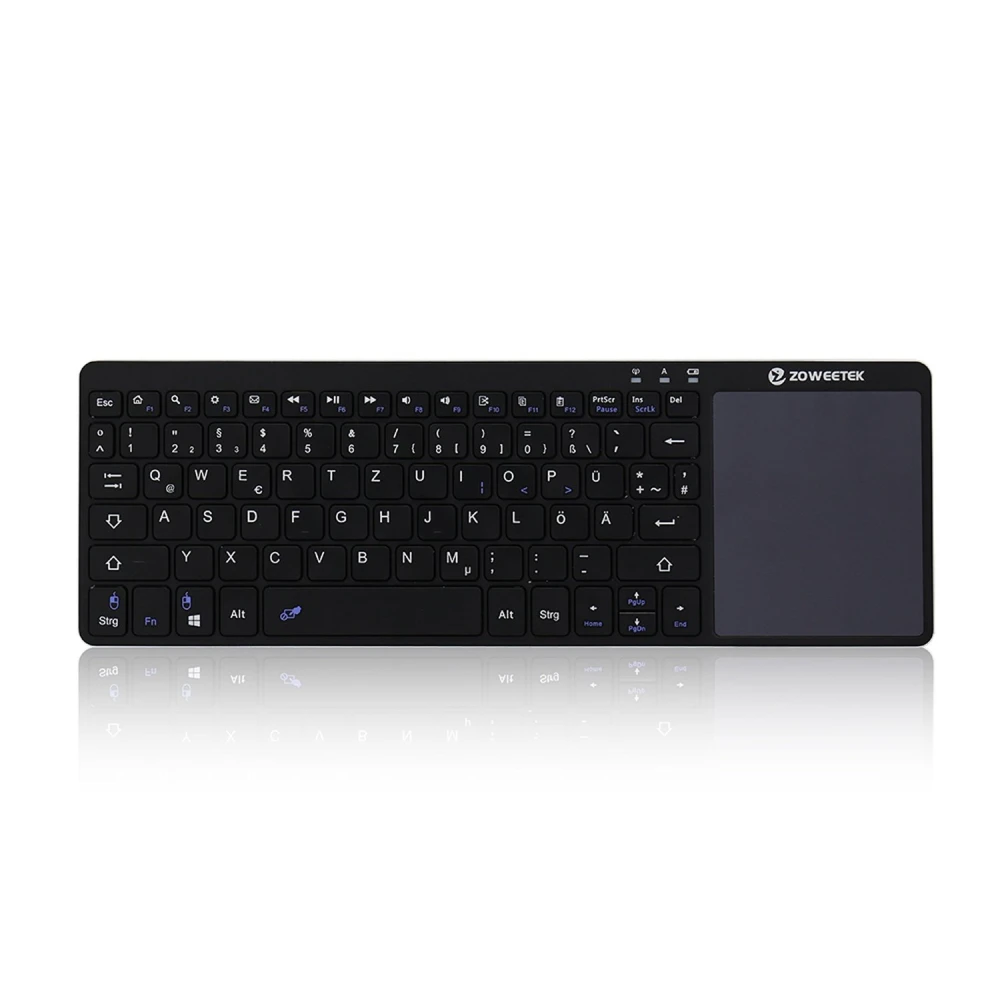 Vista frontal del teclado inalámbrico 2.4GHz con touchpad multitáctil