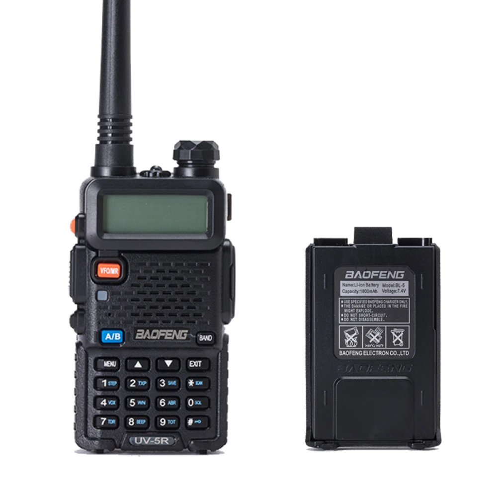 Baofeng UV-5R 8W Funkgerät mit Ohrhörer und Dualband VHF/UHF