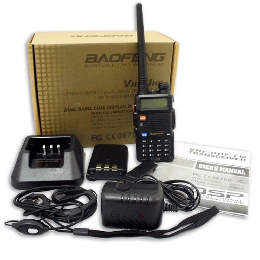 Baofeng UV-5R 8W Funkgerät mit Ohrhörer und Dualband VHF/UHF