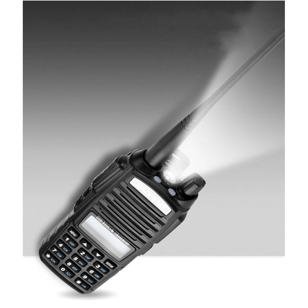 Vista lateral del Walkie Talkie Baofeng UV82 mostrando su robusta carcasa